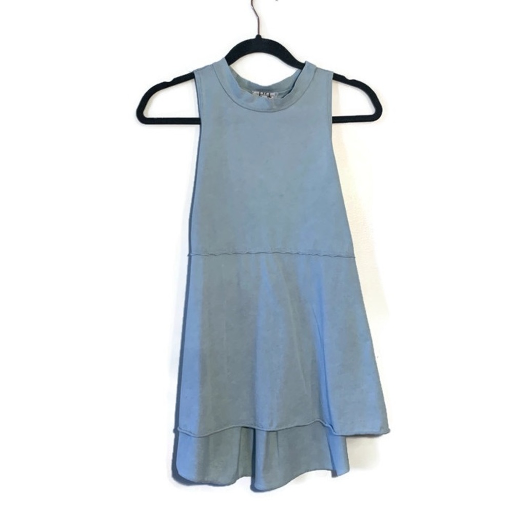 PPLA long flowy tank top, soft green casual shirt, women's med Keeley Tunic Tank